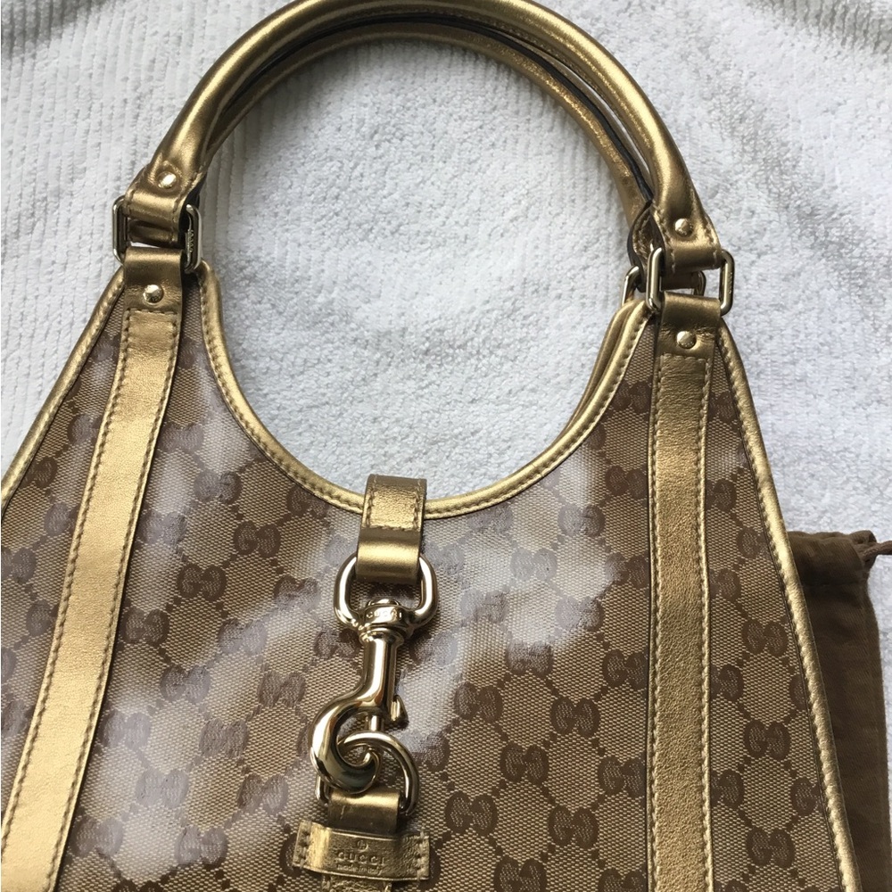 Gucci Gold and Brown Monogram Shoulder Bag 100% authentic